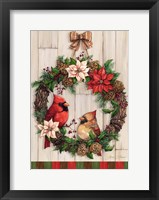 Framed Christmas Cardinal Wreath