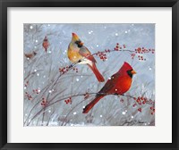 Framed Winter Cardinals