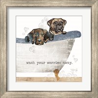 Framed 'Wash your Worries Away' border=