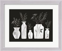 Framed White Line Floral Vases