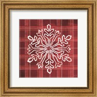 Framed Red Plaid Snowflakes