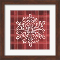Framed 'Red Plaid Snowflakes' border=