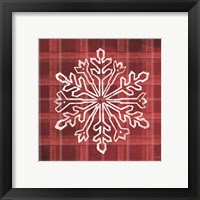 Framed 'Red Plaid Snowflakes' border=