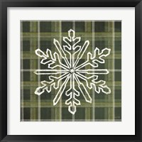 Framed 'Green Plaid Snowflakes' border=