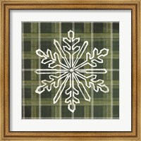 Framed Green Plaid Snowflakes