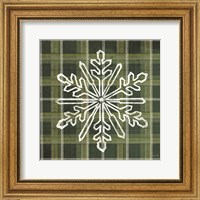 Framed Green Plaid Snowflakes