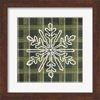 Framed Green Plaid Snowflakes