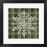 Green Plaid Snowflakes Framed Print