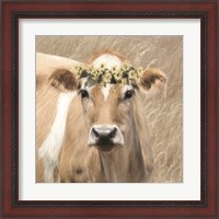 Framed 'Floral Cow I' border=