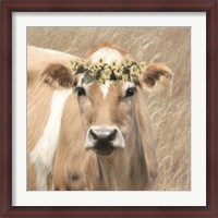 Framed Floral Cow I