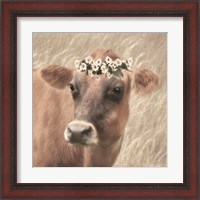 Framed 'Floral Cow II' border=