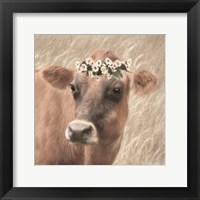 Framed Floral Cow II