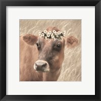 Framed 'Floral Cow II' border=