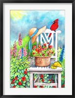 Framed Gardener's Patch With Cardinal