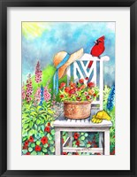 Framed Gardener's Patch With Cardinal