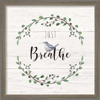 Framed 'Just Breathe' border=