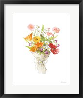Farmhouse Floral V White Framed Print