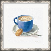 Framed Wake Up Coffee I Linen Classic Blue