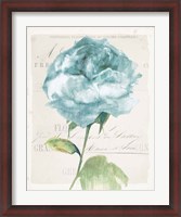 Framed Antique Floral II Blue Vintage