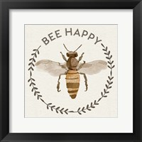Framed 'Bee Hive I-Bee Happy' border=