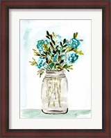 Framed Blue Floral Mason Jar