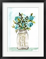 Framed Blue Floral Mason Jar