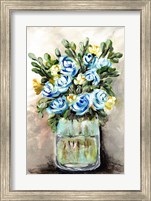 Framed Blue & Yellow Floral Mason Jar
