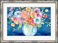 Framed Bright Poppies Vase Navy