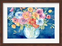 Framed Bright Poppies Vase Navy