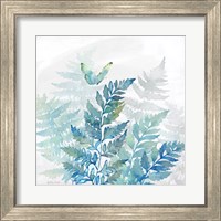 Framed 'Indigo Ferns I' border=