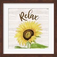 Framed Fall Sunflower Sentiment III-Relax