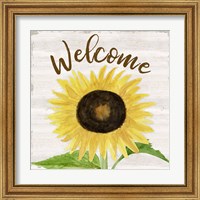 Framed 'Fall Sunflower Sentiment IV-Welcome' border=