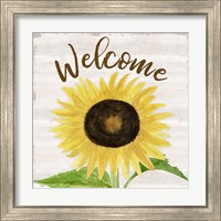 Framed 'Fall Sunflower Sentiment IV-Welcome' border=