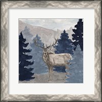 Framed 'Blue Cliff Mountains scene III-Elk' border=