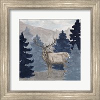 Framed Blue Cliff Mountains scene III-Elk