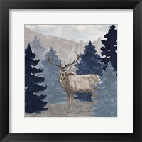 Framed Blue Cliff Mountains scene III-Elk