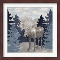 Framed Blue Cliff Mountains scene IV-Moose