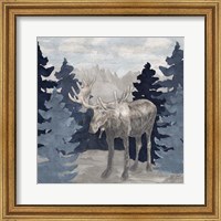 Framed Blue Cliff Mountains scene IV-Moose