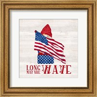 Framed 'Patriotic Gnomes V-Long may she wave' border=
