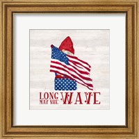 Framed 'Patriotic Gnomes V-Long may she wave' border=