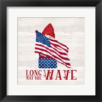 Patriotic Gnomes V-Long may she wave Framed Print