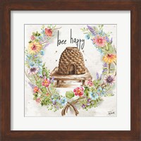 Framed Honey Bee and Herb Blossom Wreath II