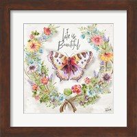 Framed 'Butterfly and Herb Blossom Wreath IV' border=