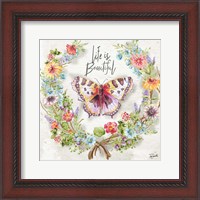 Framed 'Butterfly and Herb Blossom Wreath IV' border=