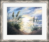 Framed Coastal Sunrise Oil Painting square