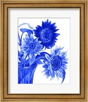 Framed 'China Sunflowers blue I' border=