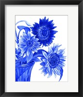 Framed 'China Sunflowers blue I' border=