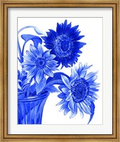 Framed China Sunflowers blue I