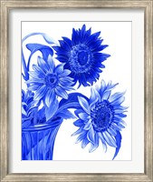 Framed China Sunflowers blue I