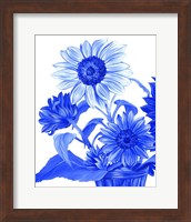 Framed 'China Sunflowers blue II' border=